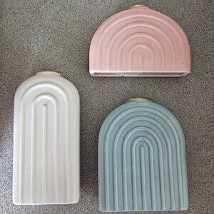 3 Piece Set of Bud Vases Pastel Pink Blue Cream